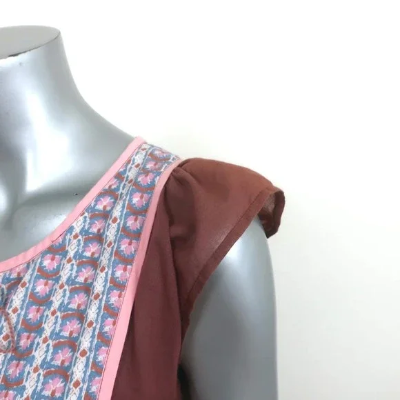 Ulla Johnson Midi Dress Loretta Dark Rose Indian Floral Print Cotton Size 10 - Picture 3 of 8